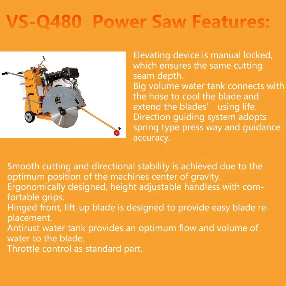 VS-Q480L 160 mm Tiefe Asphalt Straße Beton Cutter Säge Maschine Benzin Beton Cutter Diesel Motor Straße Schneiden Maschine