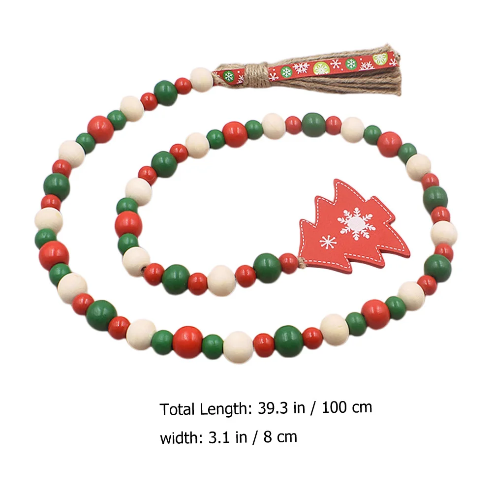 Natal grânulo de madeira guirlanda fazenda contas borla decoração de madeira para árvore parede janela porta pendurado decoração festa de férias