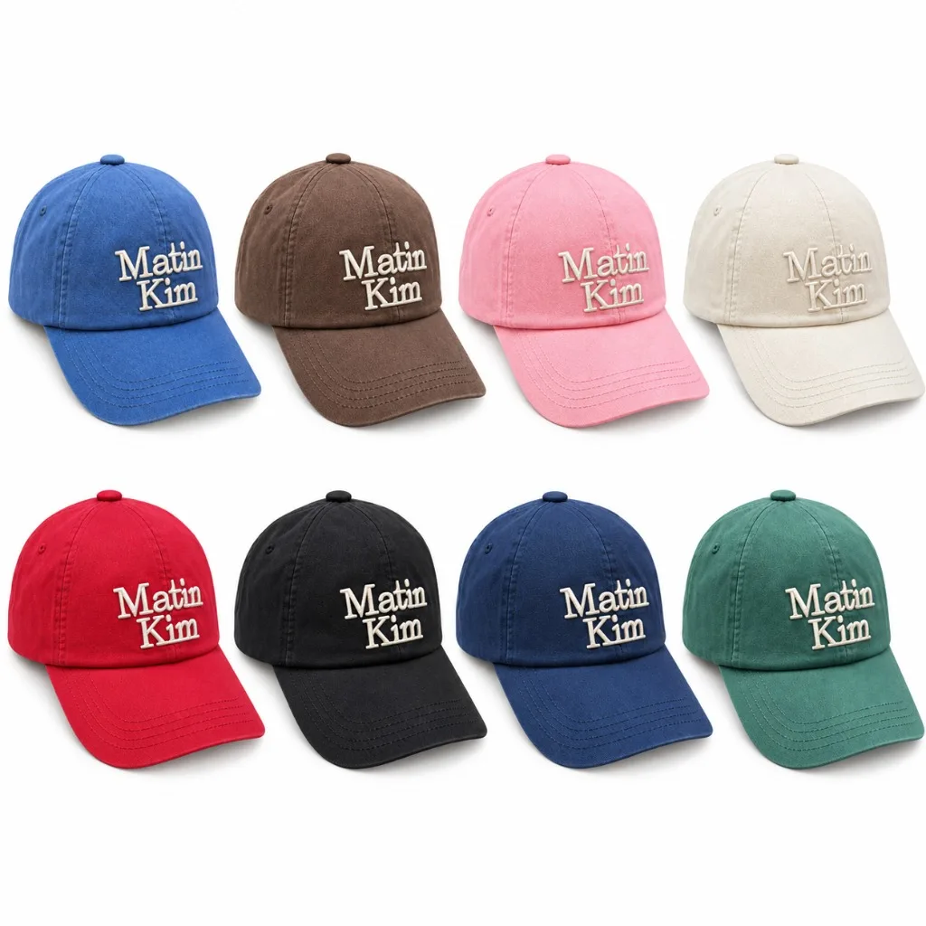 MATIN KIM Vintage Washed Baseball Cap Women Men Embroidered Logo Adjustable Cotton Dad Hat Casual Outdoor Streetwear Travel