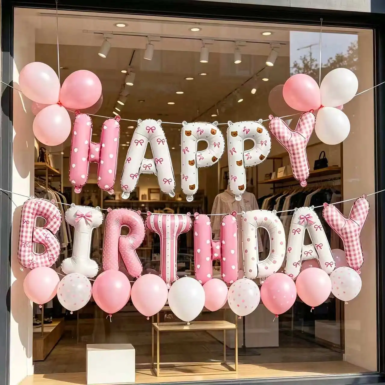 1 Set 16 Zoll Folienballons mit englischen Buchstaben und rosa Schleifendruck „Happy Birthday“, geeignet für die Dekoration von Geburtstagsfeiern.