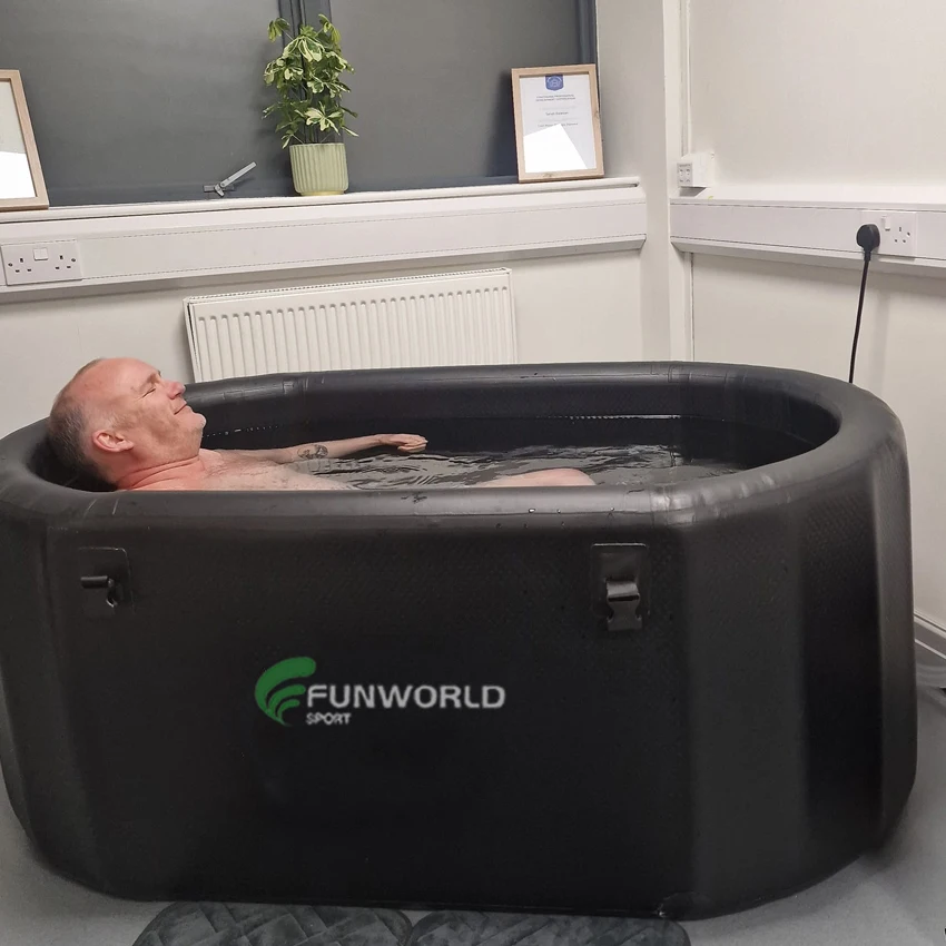 حوض استحمام قابل للنفخ بغرز متدلية، نظام حوض استحمام ثلجي قابل للنفخ مع مبرد مياه