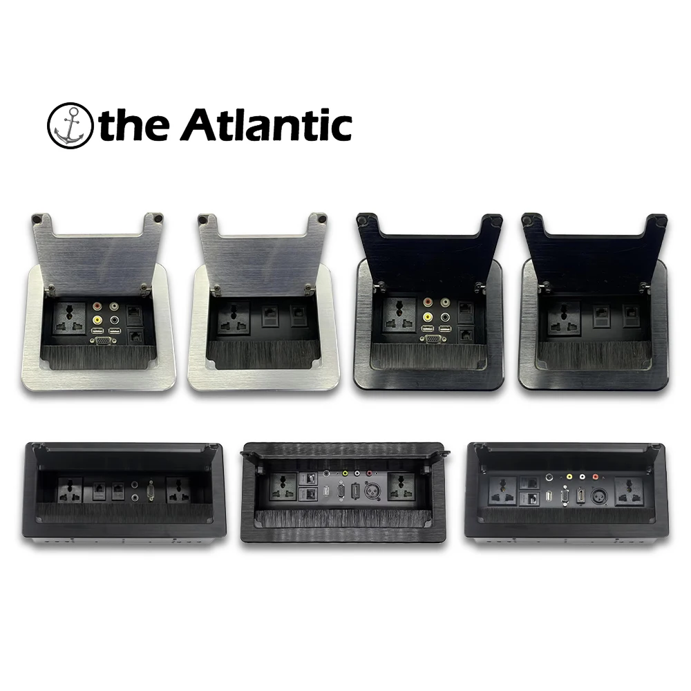 

Scalable Desktop Plug With Dust Cover Cable Box XLR VGA HDMI Desktop Socket 250V Multifunctional Hidden Aluminum Alloy 13A