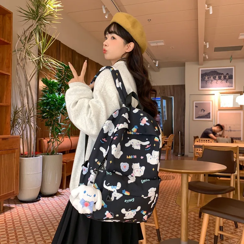 Sanrio Anime Cinnamoroll Girl School Bag Junior School Student Backpack Kawaii High Capacity Waterproof Backpacks Traveling Bag