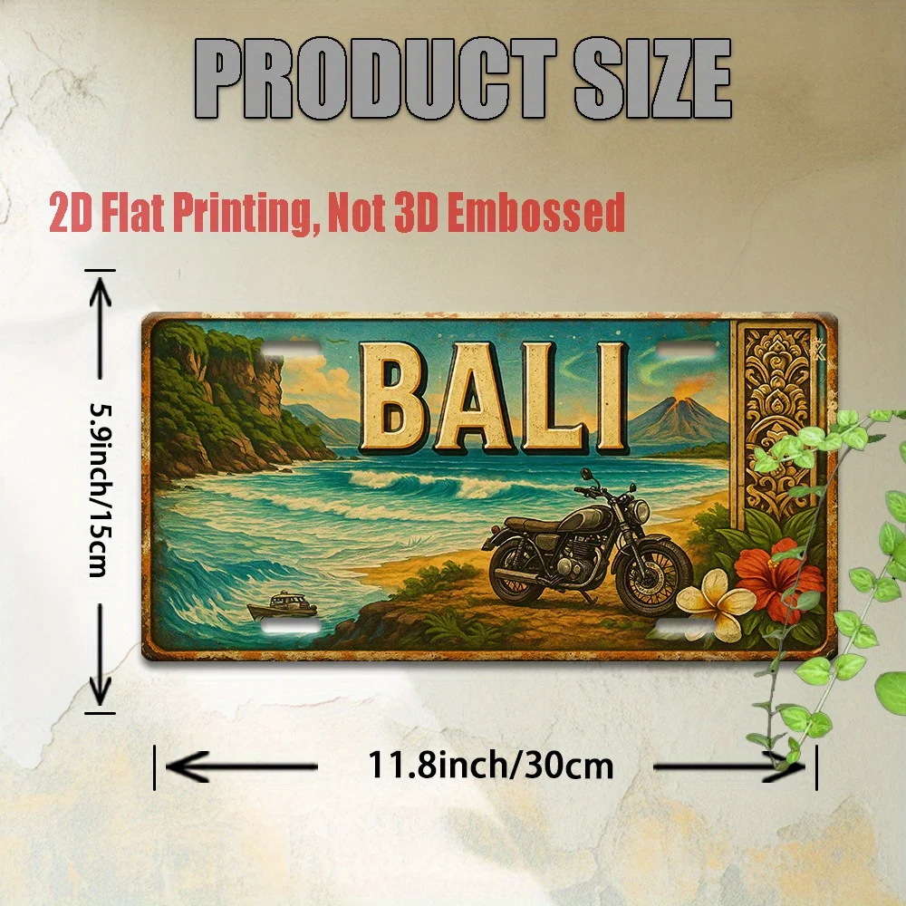 2D Flat, [], 2D Flat Printing, 1pc, Bali Surf Coast View Metal LSign, for Decorationg Only, Decorative Signs & Plaques (30.48cm