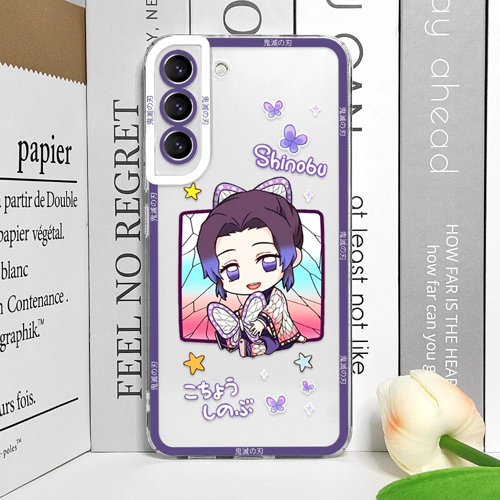 Cartoon Anime Demon Slayer Kimetsu No Yaiba Phone Case for Samsung Galaxy S24 S23 S22 S 21 S 20 Ultra Plus FE Clear Cover Fundas