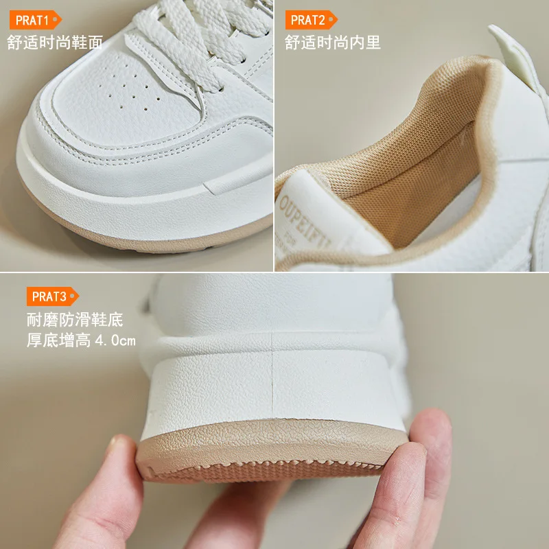 New Spring & Summer Women Shoes Fashion PU Leather Thick-Soled Increase Girls Sneakers Breathable Sports Casual Size 35-40