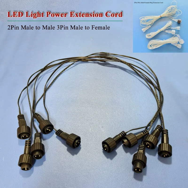 2Pin Plug LED Light String Extension Cable Solar Panel Extension Wire 3-pin Male and Female Plug Line Christmas Tree Light Cord