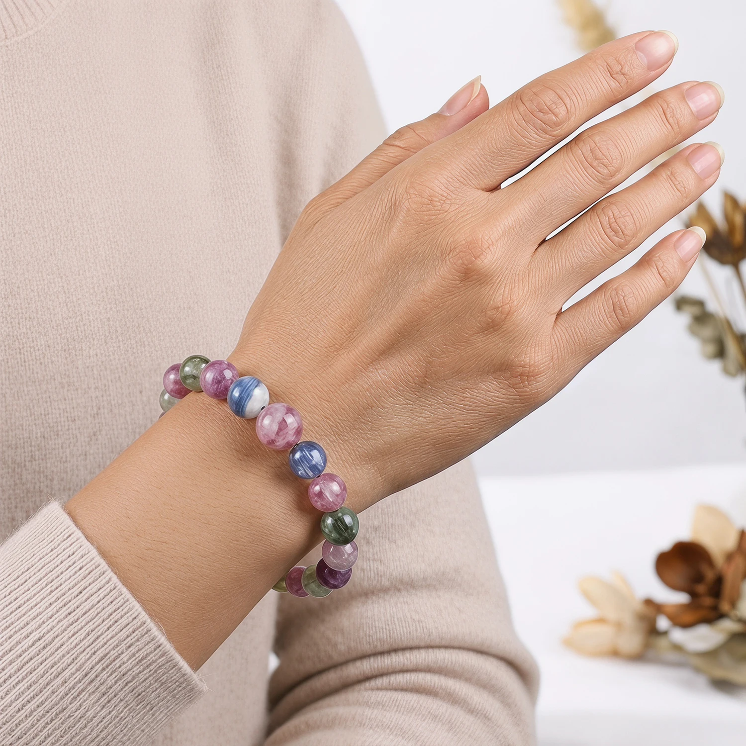 AAAA Natürliche Bunte Mica-Edelsteinperlen 6 8 10mm Runde Lose Abstandsperlen für Schmuckherstellung DIY Armband Zubehör – Detail 5
