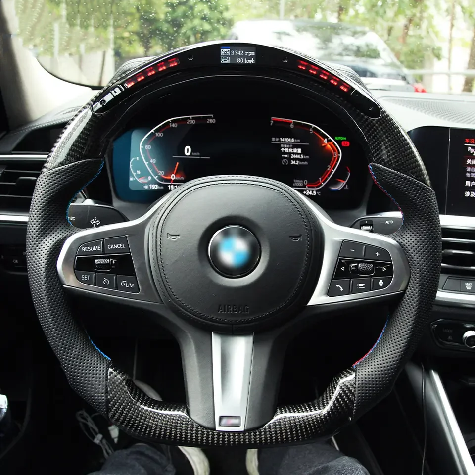 Fit for   G20 G22 G26 G30 G60 G80 G82 F90 G90 F97 F98 F95 F96 X3M X4M X5M X6M M3/5 3/5 Series LED Carbon Fiber Steering Wheel