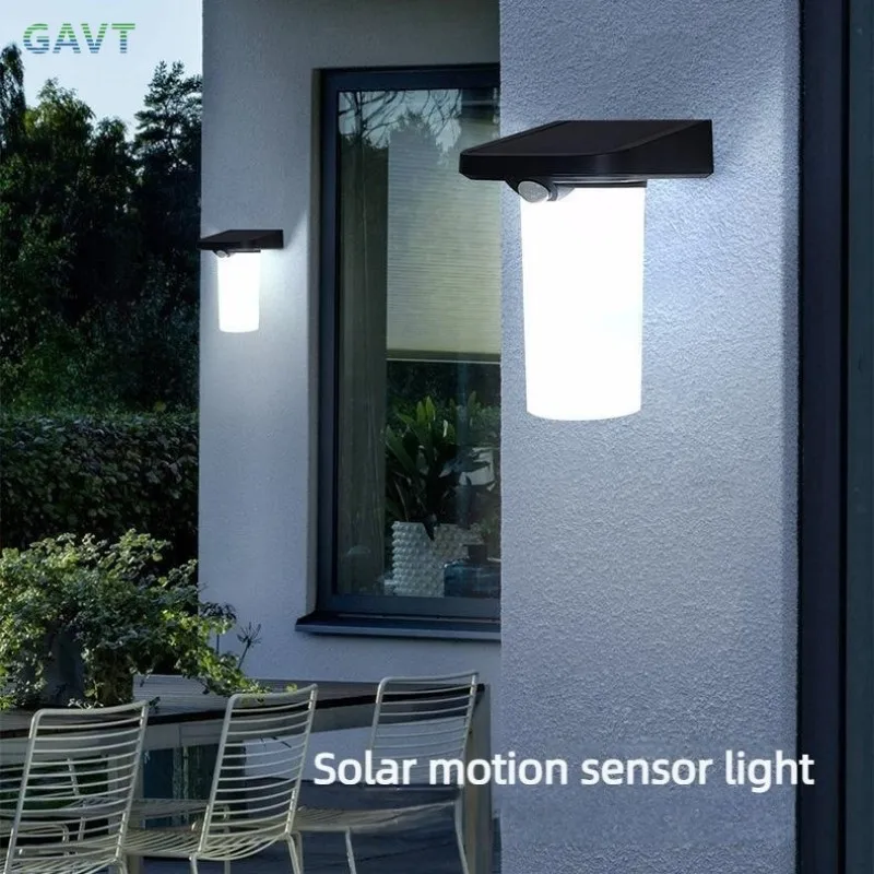 Luces LED solares para exteriores, lámpara de jardín con Sensor de movimiento IP65, de pared, para valla, iluminación exterior