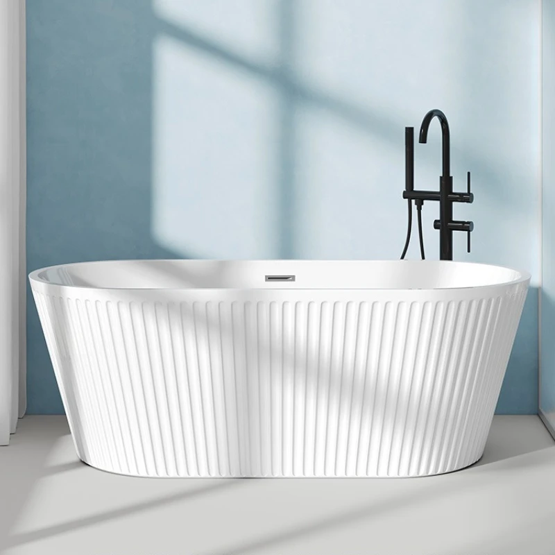 

Acrylic independent wavy pattern household bathtub hotel B & B small apartment thermal insulation integrated seamless bathtub