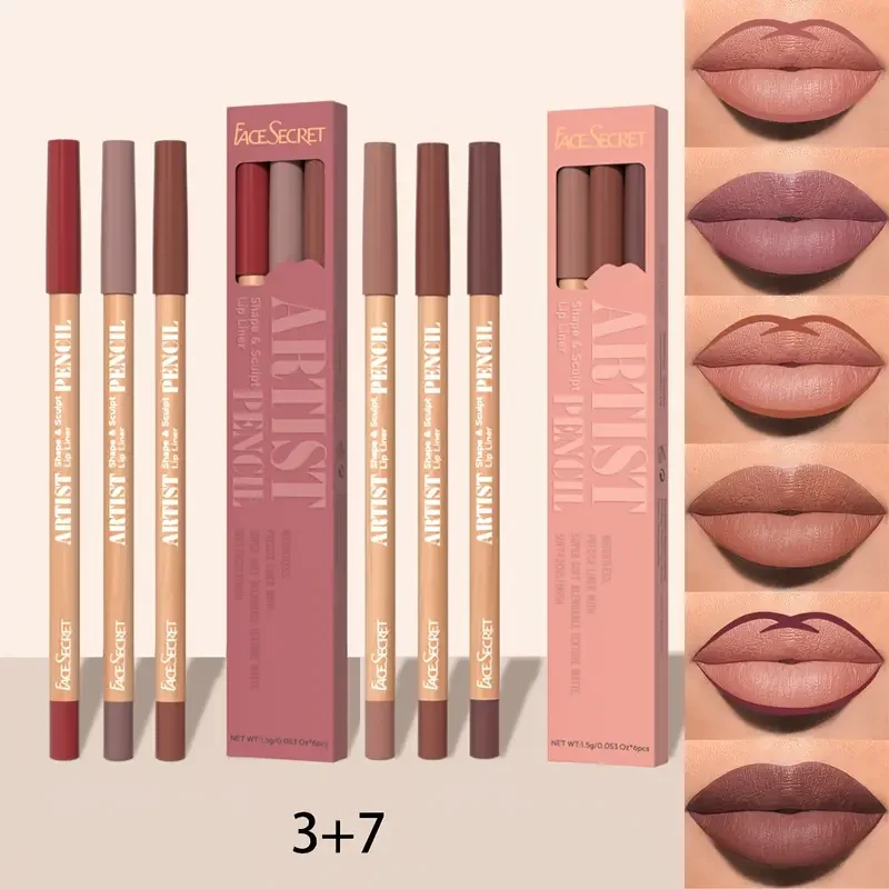 Combo per trucco labbra da 6 pezzi, rossetto opaco in velluto a lunga durata, regalo perfetto impermeabile per il giorno di Natale, set di matite per labbra