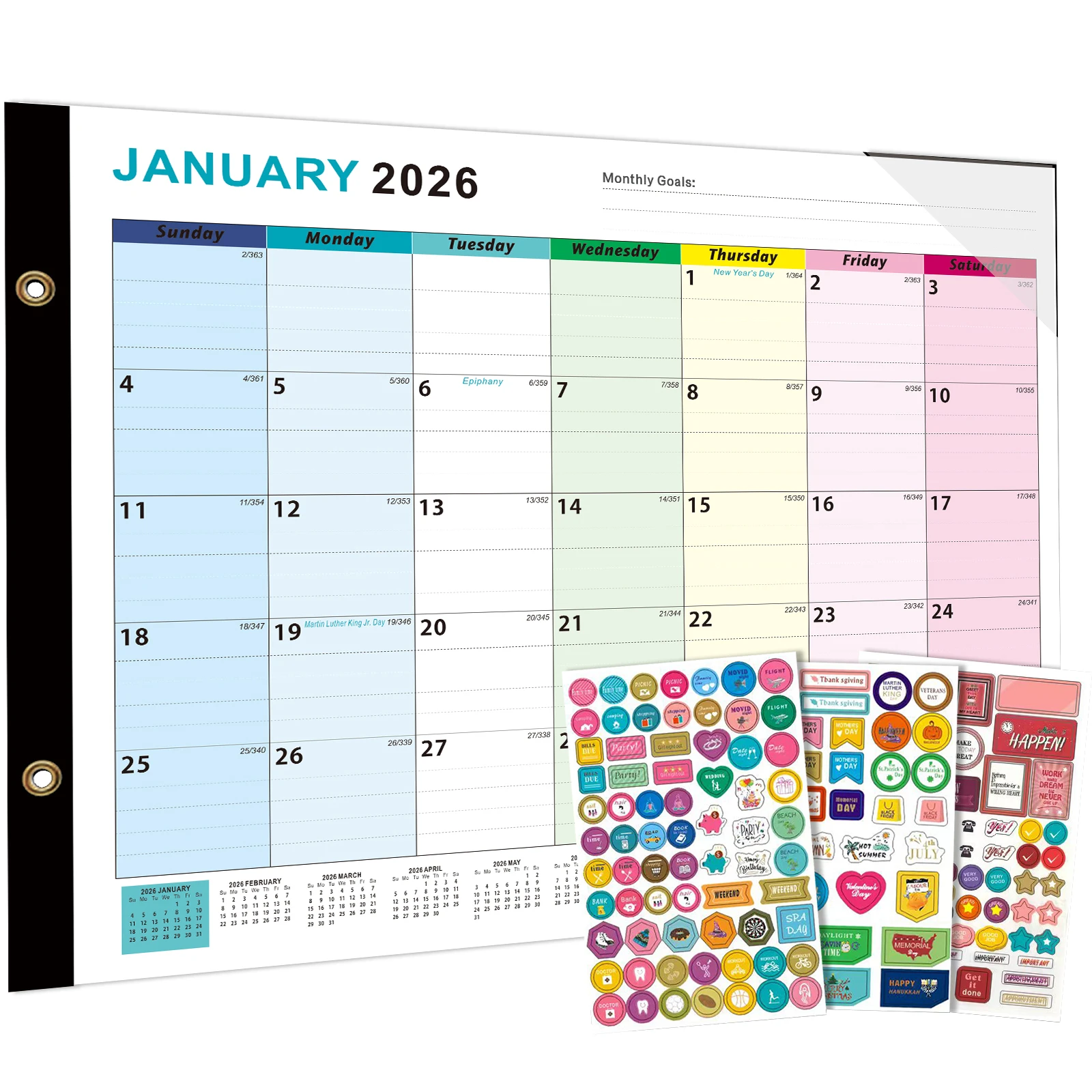 

Практичный английский календарь работает из января 2026 года. Большой формат страниц. Минималистичный дизайн. Качество бумаги премиум-класса. Полезный дневной планировщик.