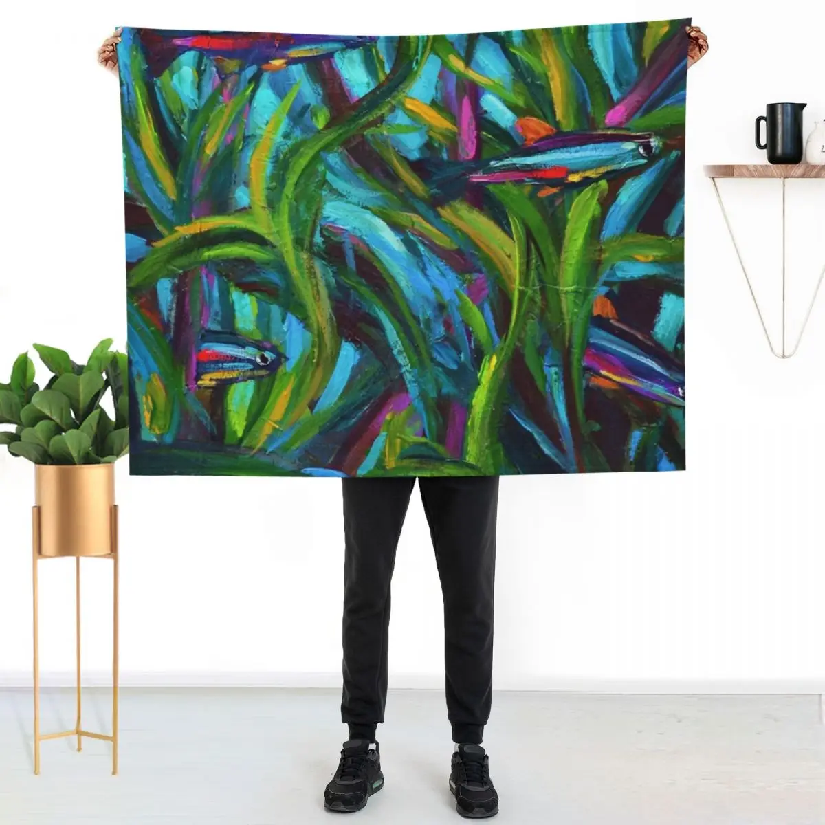 Neon Tetra Fish Art by Robert Phelps Throw Blanket blankets ands Sofa Baby Decoratives Plaid Bed Blankets