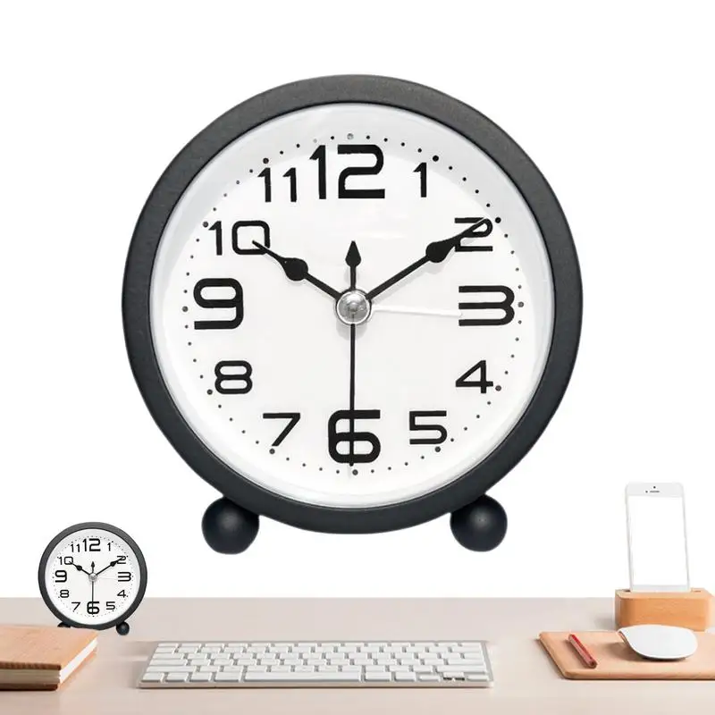 Alarm Clock With Arabic Numerals Non-Ticking Silent Battery Operated Table Desk Alarm Clock Minimalist Alarm Clock For Bedroom