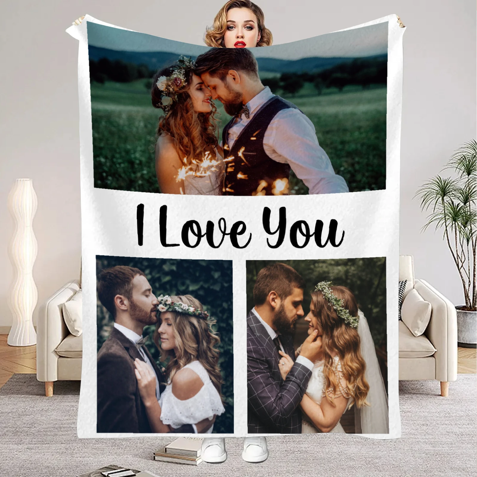 Custom Photo Flannel Blanket - Personalized Image Print, Soft & Cozy for All Seasons, Perfect Gift for Family & Friends
