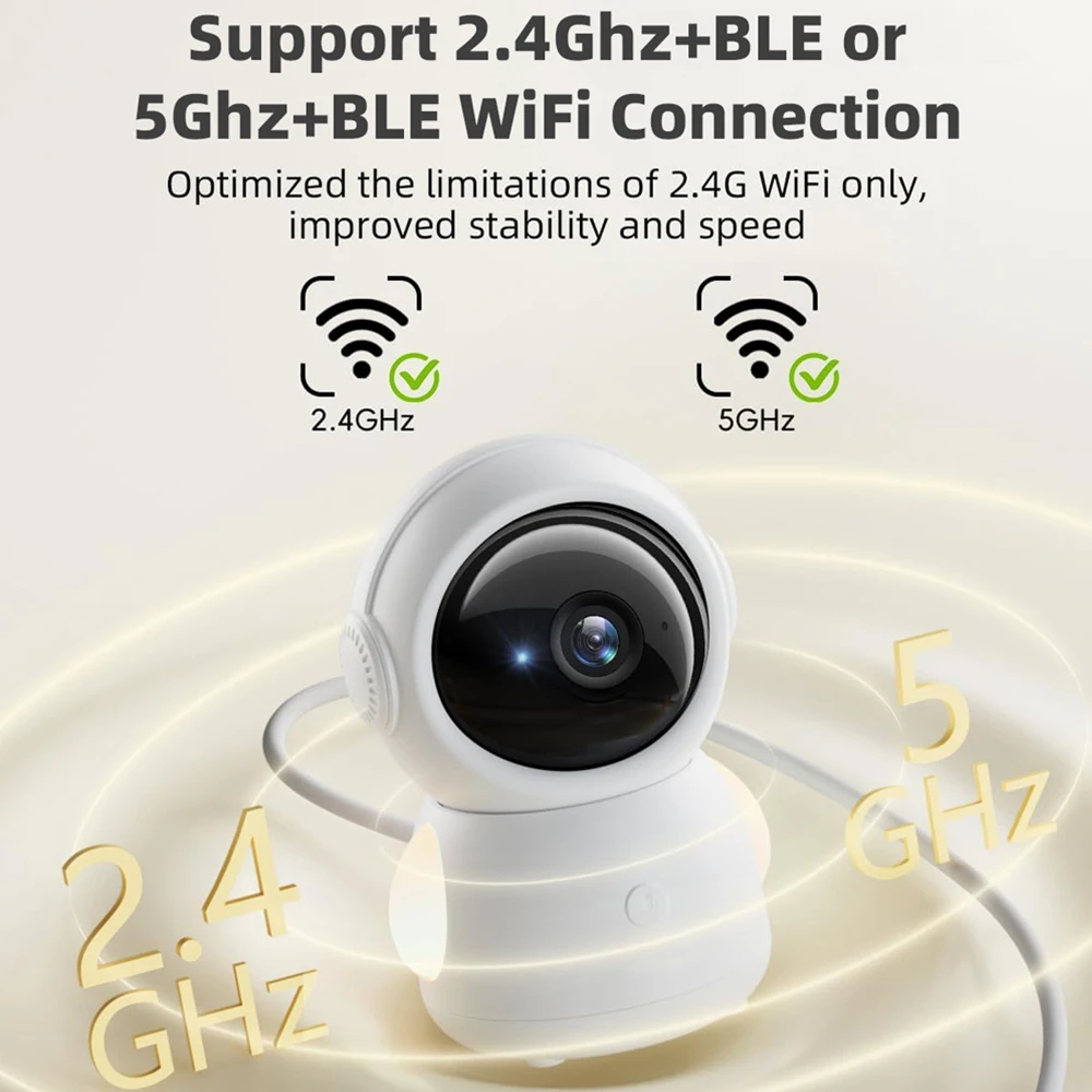 2.4G/5G 3MP WiFi Indoor Babyfoon Auto Tracking Privémodus Beveiliging ONVIF PTZ Nachtlampje Bewakingscamera Alexa Google