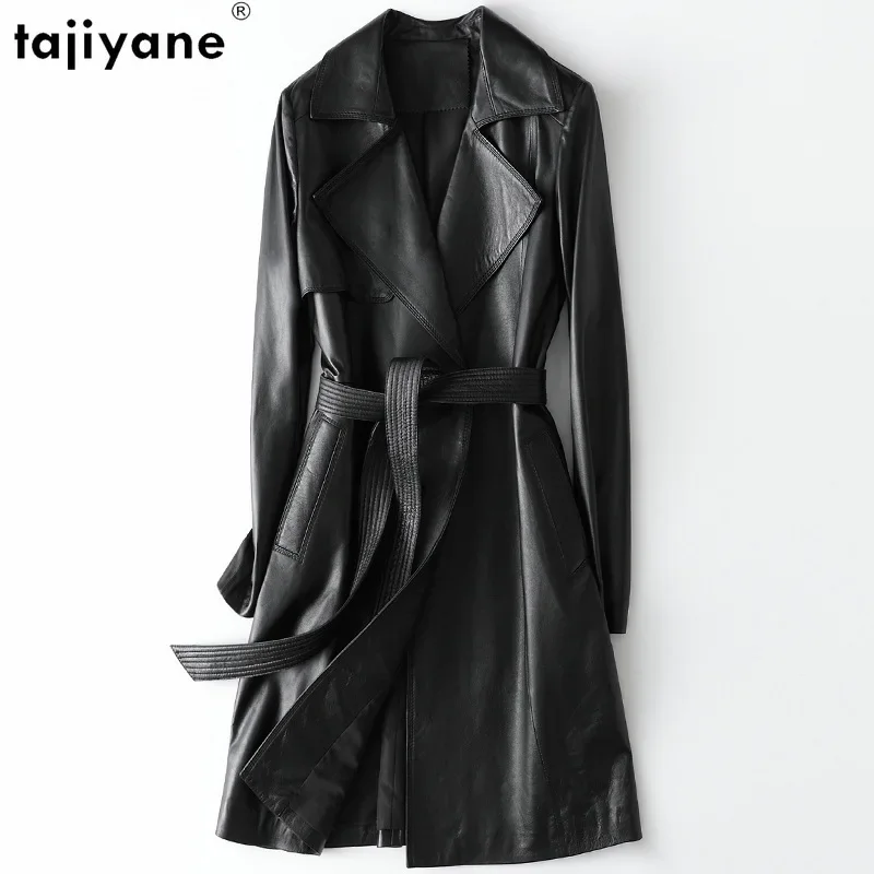 

Tajiyane Genuine Sheepskin Leather Trench Coat for Women 2023 Autumn Winter Long Slim Real Leather Jacket Women Roupas Femininas