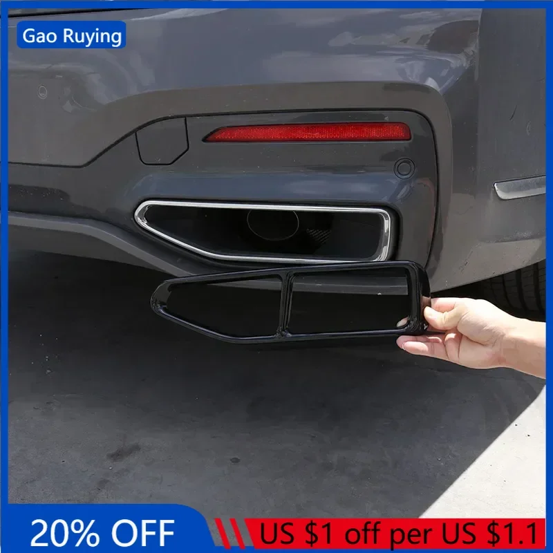

For BMW 7 Series F01 G11 G12 2009-2020 Stainless Steel Car Tail Muffler Exhaust Pipe Output Cover Stickers Car Accessories