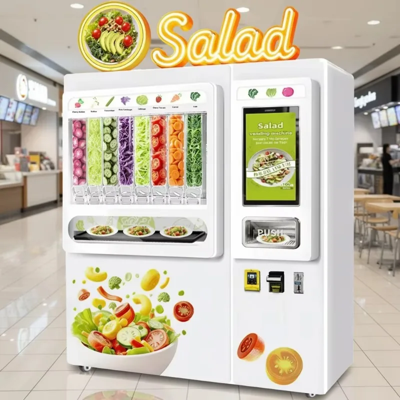 Custom AI Technology Vending Machine For Ice Smoothie Fruit Milkshake Vegetable Salad With Protein Dispensing System