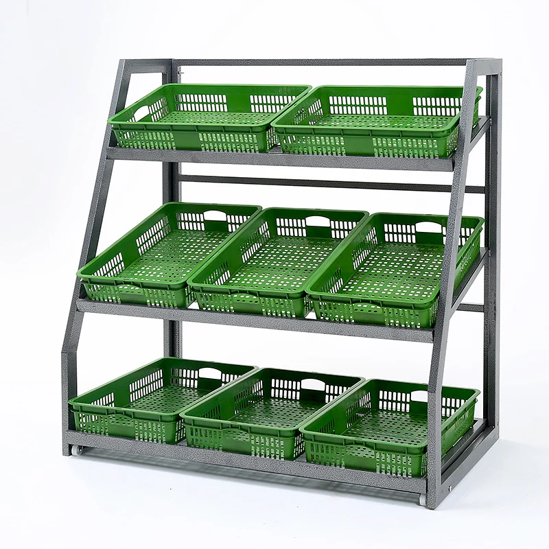 

Supermarket fruit shelves Multi-layer fruit and vegetable store display shelves Fresh supermarket Zhongdao vegetable shelves Bai