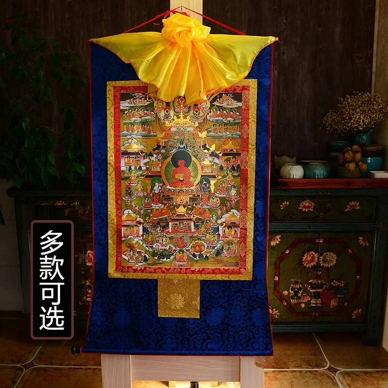 Tibetan Thangka Buddha Hanging Decor Gold Printed 61x37cm Multiple Styles
