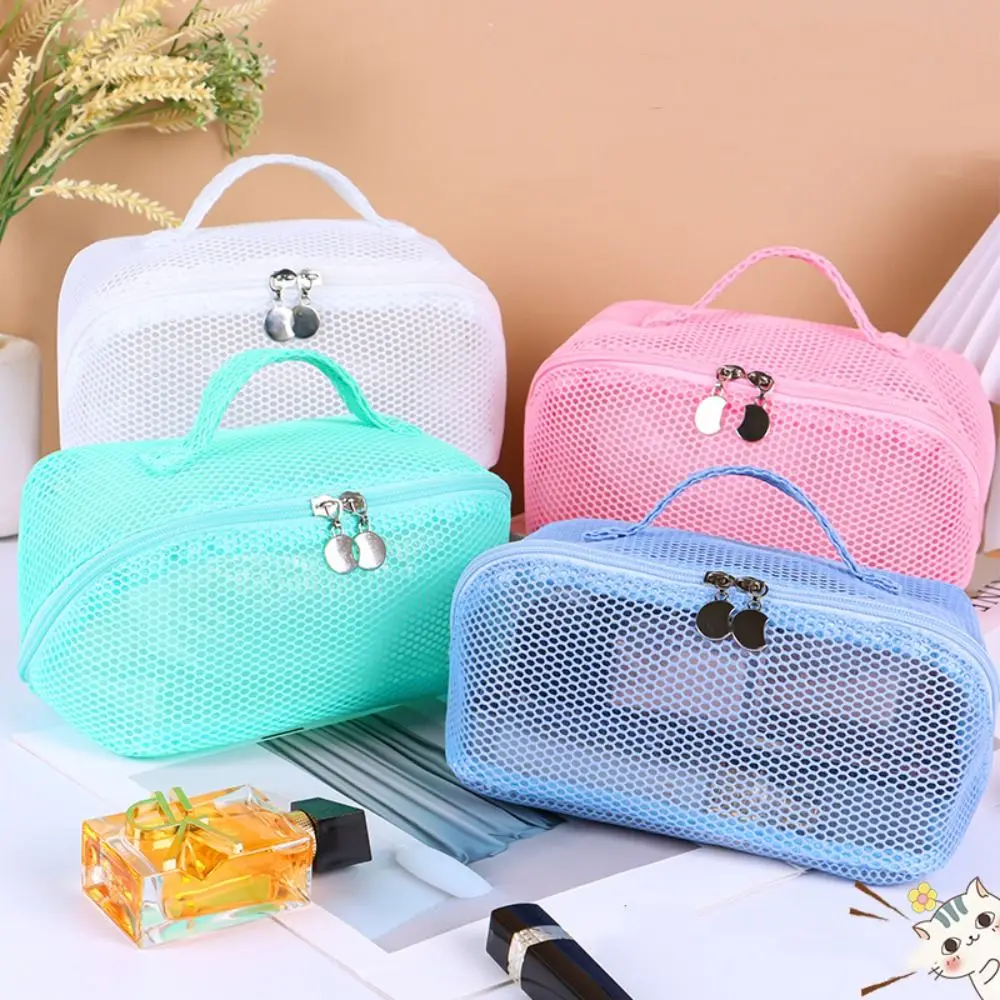 

Простая портативная сетчатая косметичка квадратная легкая прозрачная сетчатая косметичка на молнии большая вместительная дорожная сумка для стирки на открытом воздухе