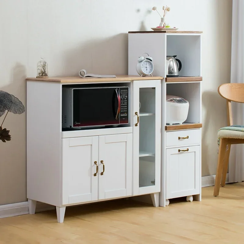 Y Solid wood dining side cabinet Modern simple microwave oven Kitchen cabinet Storage cupboard Household living room Tea cabinet