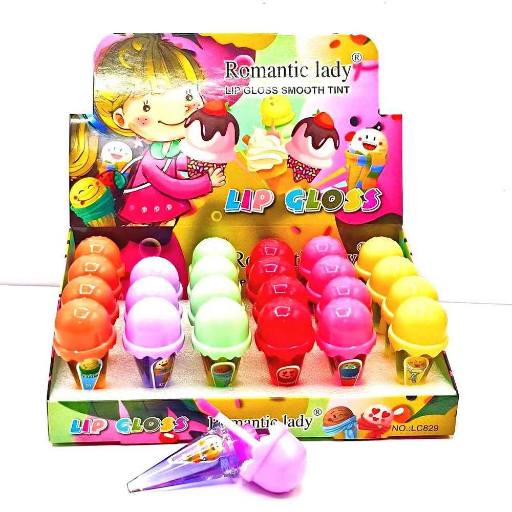 

24Pcs Cute Ice Cream Lip Gloss Set 6 Colors Color Changing Lip Gloss Moisturizing Liquid Lipstick Lips Cosmestic