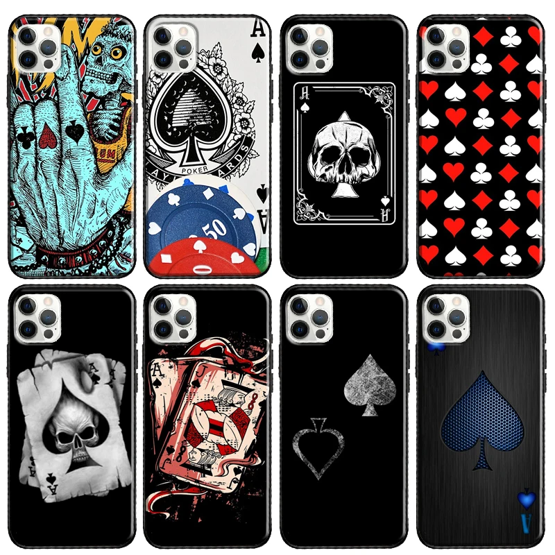 Ace of Spades Poker Phone Case For iPhone 13 12 11 Pro Max 12 mini 6S 7 8 Plus SE 2020 XR X XS Max Back Cover