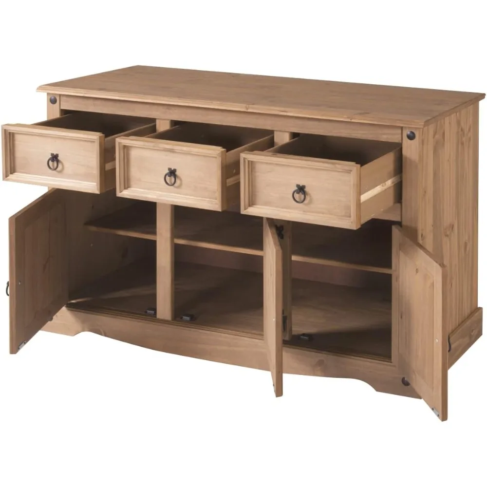 Sideboard Buffet Corona, 3 Doors & 3 Drawers, Wooden Storage Cabinet, Cupboard Console Table, Ideal for for Living Room,