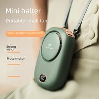 Portable Neck Fan Lazy Person Leafless Usb Waist Hanging High Wind Digital Display Silent Desktop Small Fan