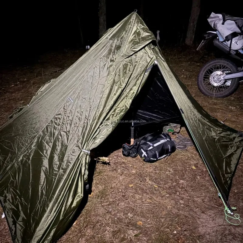 Ultralight Pyramid Tent for 1 Person Backpack White Cone Waterproof Windproof Sturdy (Alpenstock Not Included)