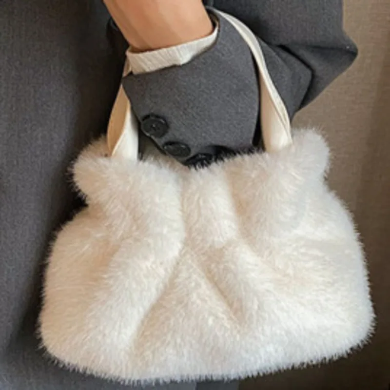 Bag Plush New Imitation Shoulder Mink Wrinkle Handbag For Woman Crossbody Ladies Casual High-Quality Messenger Versatile Luxury