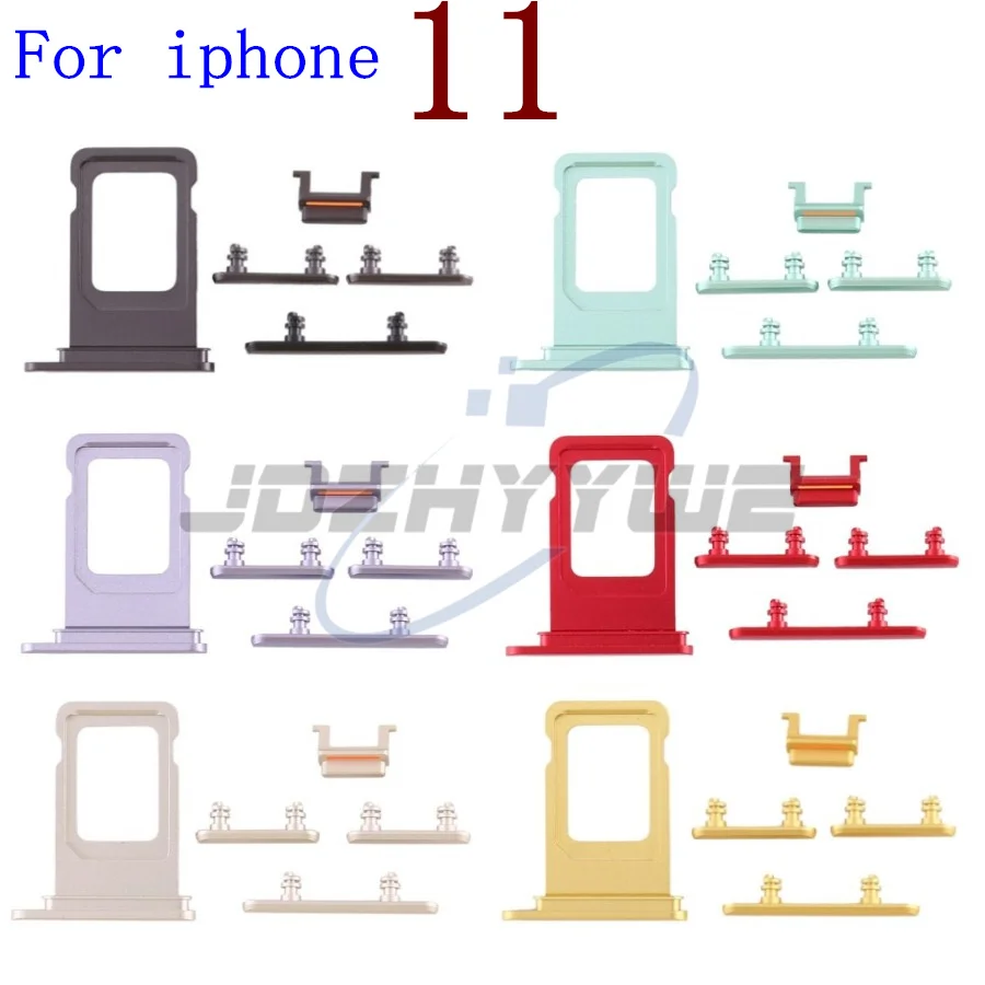 10Set/Lot Outside Side Key Volume Mute Power-On Button SIM Single Double Card Key For Iphone 11 Replacement Parts