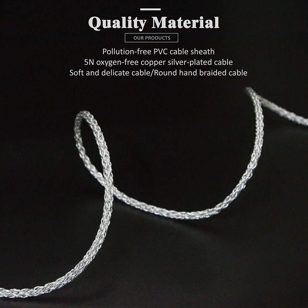 GUCraftsman 5N OFC Silver Plated Graphene Headphone Cable for HIFIMAN DEVA Denon AH-MM200 MM400