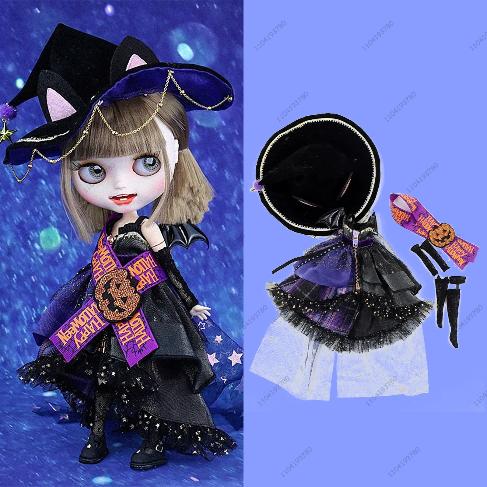 

Кукла Блит, 19 суставов, тело, 30 см, 1/6, кукольная одежда, Azone Ob24, костюм на Хэллоуин, Spectre Dark Ghost, платье, костюм для девочки, подарок, игрушка