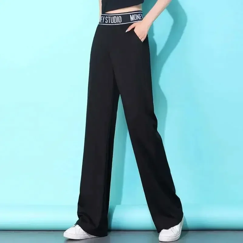 

Trousers for Women Summer Thin Ice Silk Jeans High Waist Loose and Thin Straight Wide Pants KoreanTrousers/nine Points/shorts