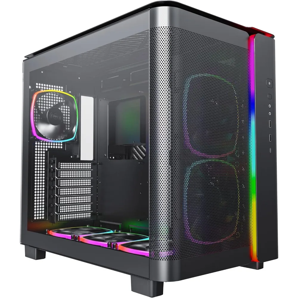 King 95 PRO Dual-Chamber ATX Mid-Tower PC Gaming Case, High-Airflow, Toolless Panels, Sturdy Curved Tempered Glass Front