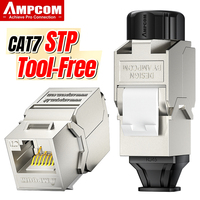 AMPCOM CAT7 RJ45 Tool-Less STP Shielded Keystone Jack, Self-Locking Cat7 Zinc Alloy Module Tool free Coupler