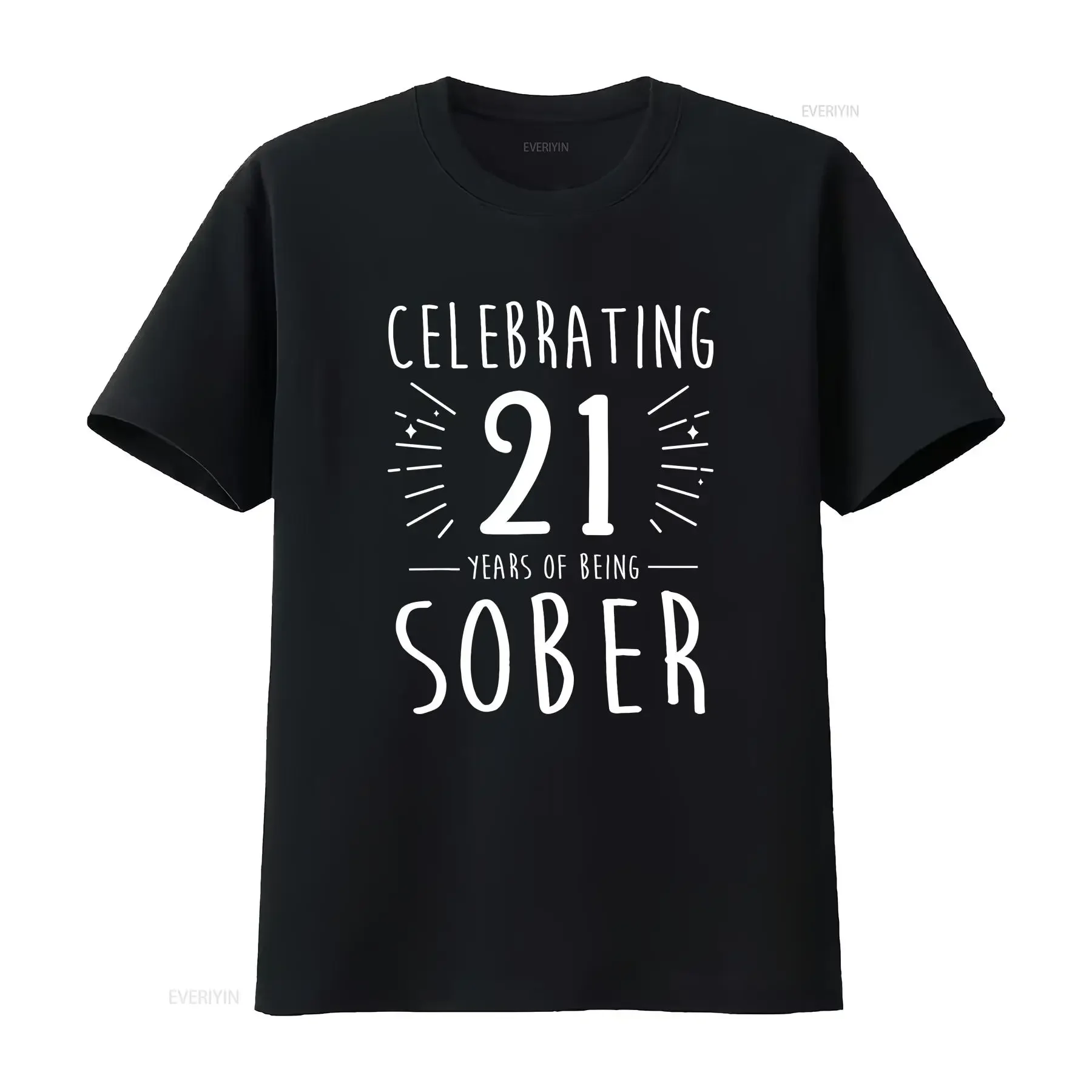 Celebrating 21 Years Sober Sobriety Anniversary AA Recovery T Shirt  vintage Washed Stretched fashion homme streetwear