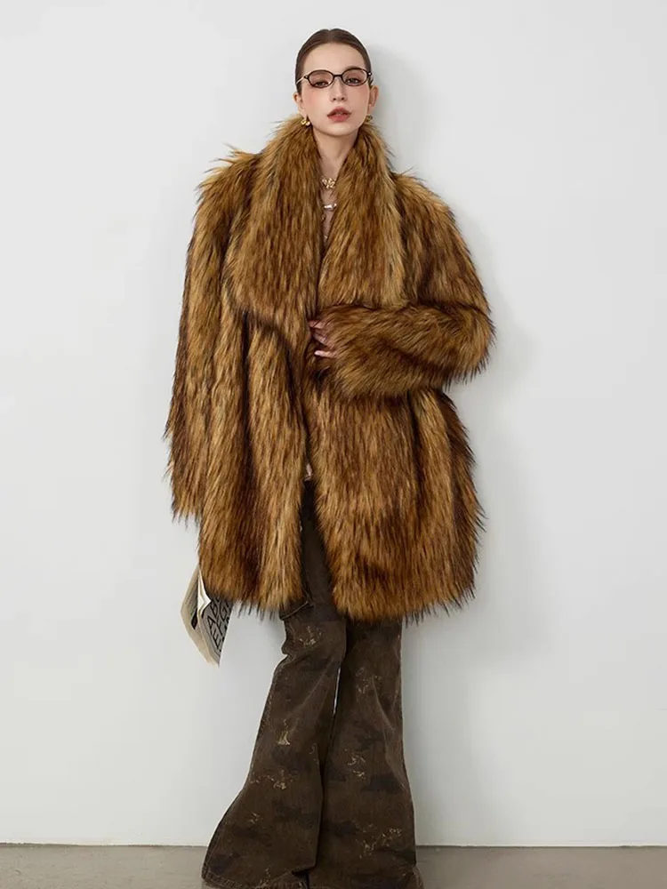 ZADORIN ใหม่ในเสื้อโค้ทและแจ็คเก็ตหรูหราฤดูหนาวเสื้อผ้าผู้หญิงยาวสีน้ําตาล Faux FUR Coat หลวมเสื้อขนสัตว์ผู้หญิงเสื้อขนสัตว์
