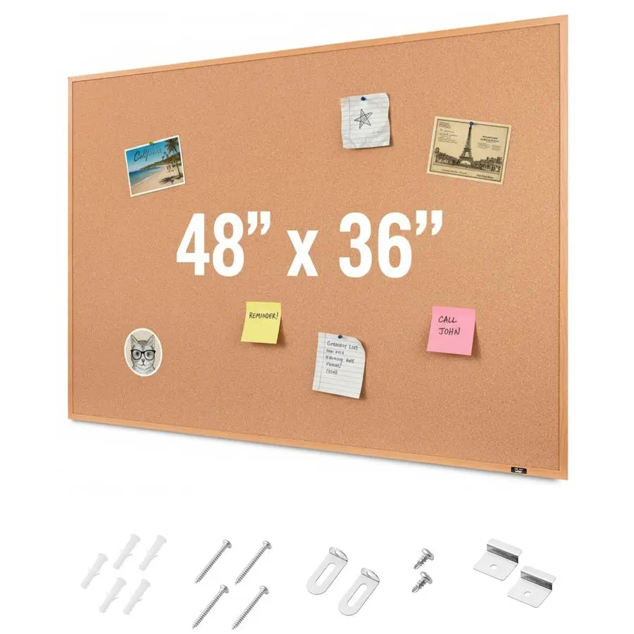 

Cork Notice Board, 48 X 36 Inches, Cork Bulletin Board for Walls, Pin Boards, Framed Corkboard, Decorative Hanging Pin Boards, P
