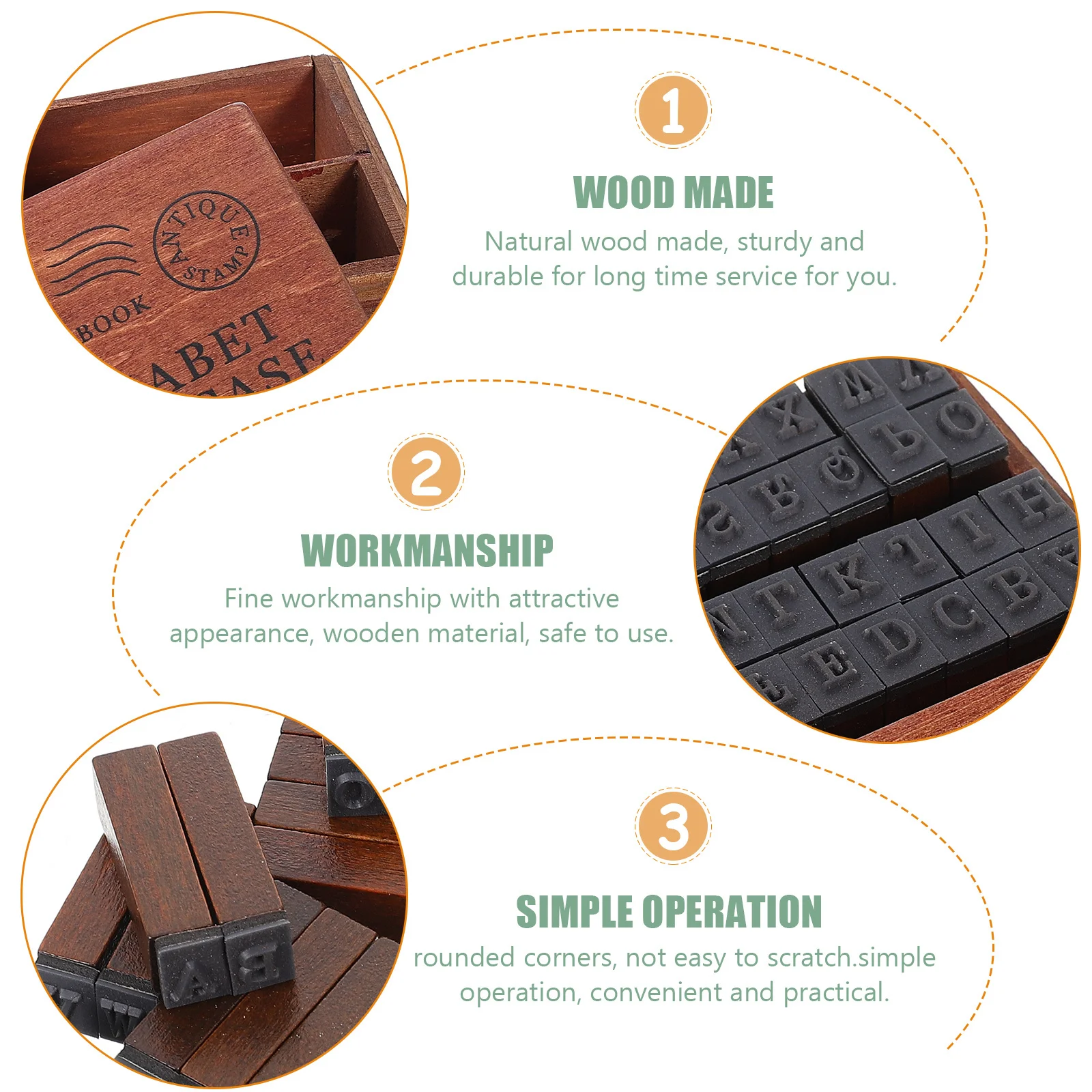 

1Set DIY Scrapbooking Stamper Natural Wood Alphabet Seal for Journal Hand Account Envelopes Decoration Craft Projects