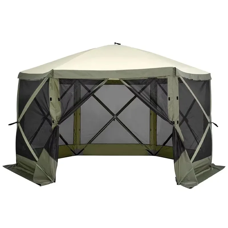 6-8 People Large Hexagonal Self-Pitched Camping Tent Waterproof Sunscreen Quick Setup Portable Outdoor Family Group
