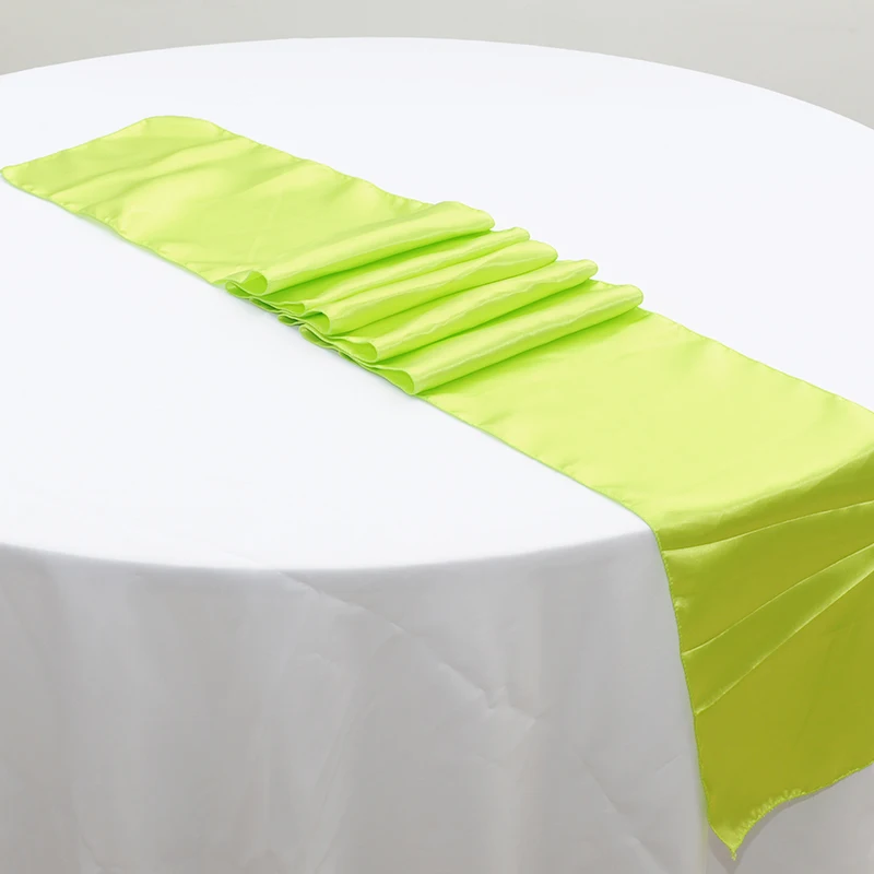 Pufogu Lot De 4 Chemins De Table En Satin Vert Pomme, 30,5 X 274 Cm, Pour Mariage, Banquet Et Anniversaire