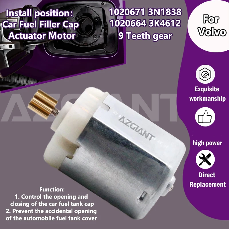

AZGIANT For Volvo C30/S40/V50/S60 II XC60 Car fuel filter flap lock actuator 12V motor Universal 1020671 3N1838/1020664 3K4612