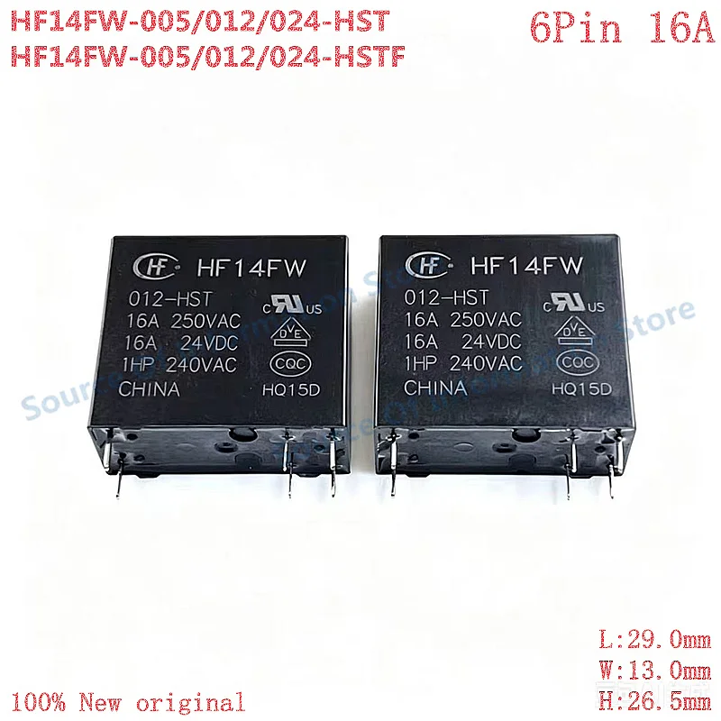 

5Pcs Hongfa HF14FW Series HF14FW-005-HST HF14FW-012-HST HF14FW-024-HSTF 16A 5Pin PCB Power Relay 5V 12V 24VDC Coil