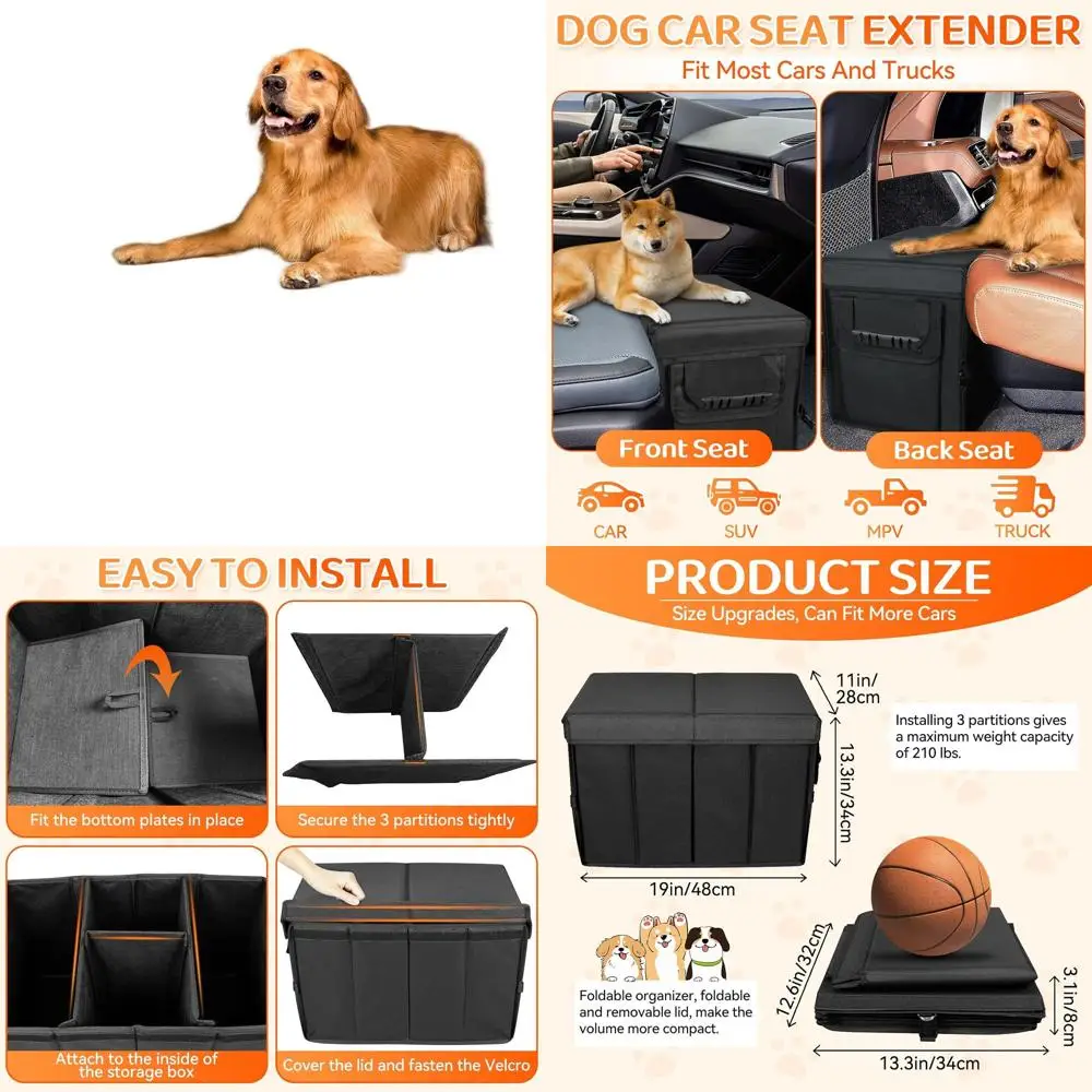 

Складной удлинитель автомобильного сиденья для больших собак до 210 фунтов, подходит для большинства автомобилей с мягкой съемной крышкой