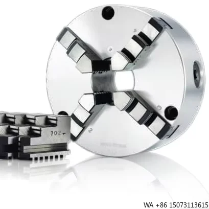 4 Jaw Scroll Chuck with Plain Back Solid Jaws (Front and Back Mounted), for High Speed Rotating Machine Tools